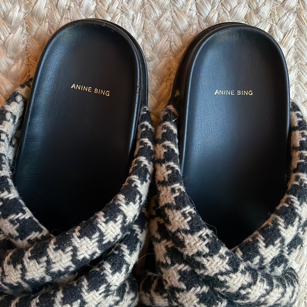 Anine Bing Lizzie Houndstooth Slides - image 7